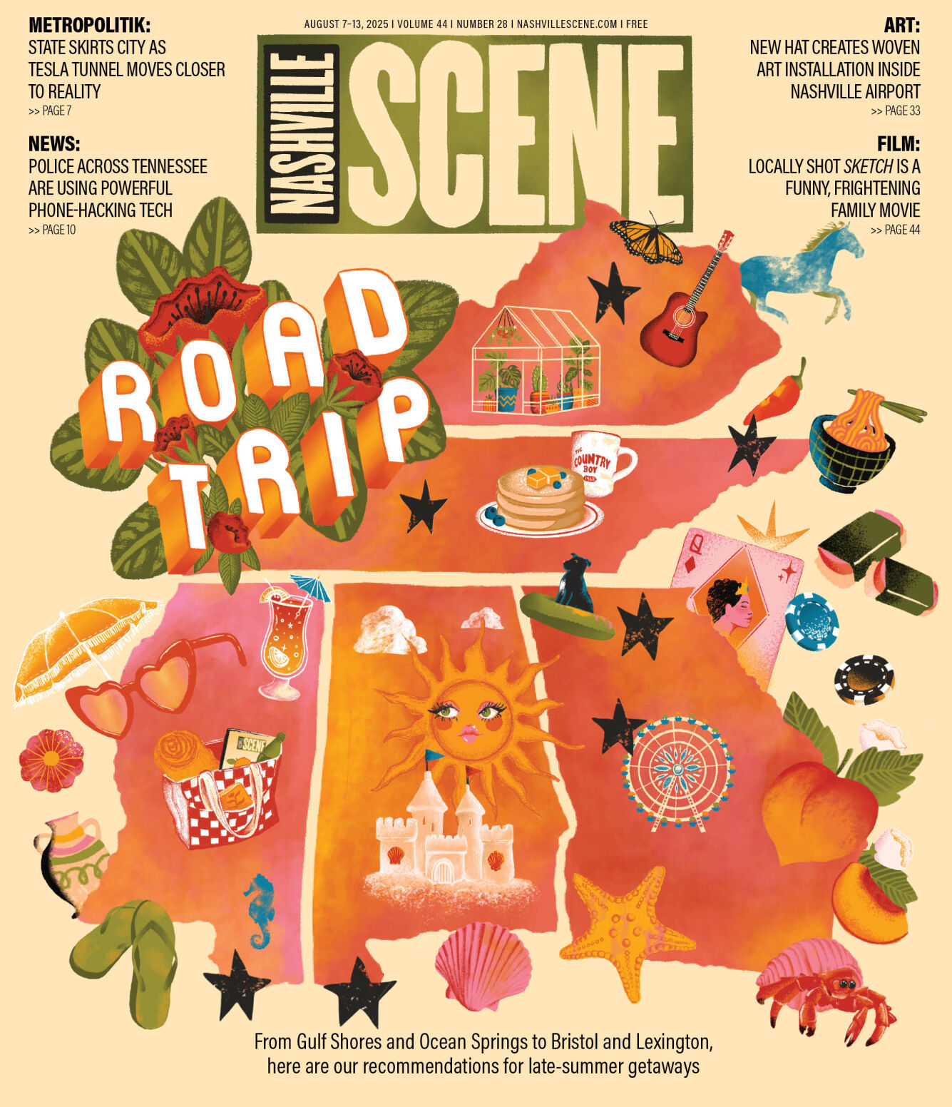 Cover of the Nashville Scene August 7, 2025 Road Trip issue